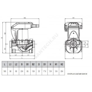 Насос циркуляционный с мокрым ротором EVOPLUS 110/180 SAN M PN16 1x220-240В/50/60 Гц DAB 60151147