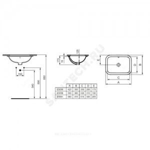 Умывальник врезной CONNECT 58 без отверстия п/смес Ideal Standard E506101