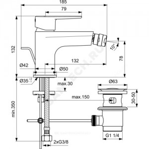 Смеситель для биде CERAFINE O одноручный Ideal Standard BC705XG