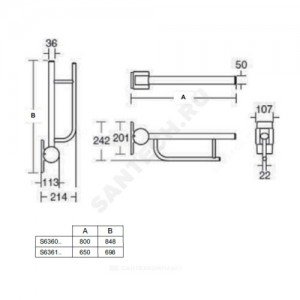 Поручень опорный складной CONTOUR белый Ideal Standard S6361AC .