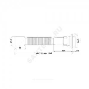 Сифон для умывальника/мойки гофрированный 1 1/2"x50 удлиненный выпуск с нержавеющей решёткой D=70мм АНИ Пласт G115