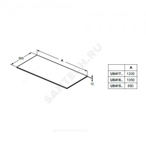 Столешница без выреза, без крепежа ADAPTO Ideal Standard U8408Fx