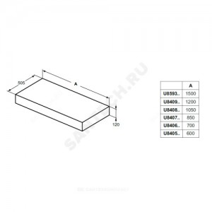 Столешница без выреза, без крепежа ADAPTO Ideal Standard U8408Fx