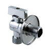 Кран шаровой латунный бытовой хром угловой 1042 G1/2"х3/4" Ру10 НР редуцированный бабочка Aquasfera 1042-02