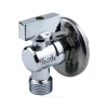 Кран шаровой латунный бытовой хром угловой 1042 G1/2"х3/4" Ру10 НР редуцированный бабочка Aquasfera 1042-02