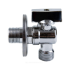 Кран шаровой латунный бытовой хром угловой 1042 G1/2"х3/4" Ру10 НР редуцированный бабочка Aquasfera 1042-02