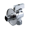 Кран шаровой латунный бытовой хром угловой 1042 G1/2"х3/4" Ру10 НР редуцированный бабочка Aquasfera 1042-02