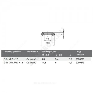 Шайба медь Дн 14,8х4,2мм для манометров G1/2",G3/8",M20x1.5 Wika 9090819