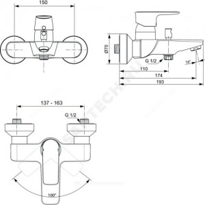 Смеситель для ванны с душем CONNECT AIR одноручный Ideal Standard A7033AA