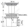 Сифон для поддона 1 1/2"x90 h=84мм слив крышка D=115мм Alca Plast A49K Mat