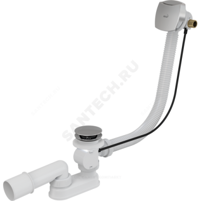 Слив-перелив для ванны плоский полуавтоматический (тросик) с переходной трубкой 10гр. 40/50 Alca Plast A564CRM1