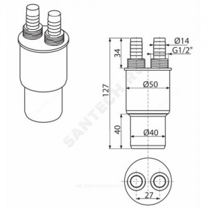 Муфта PP-H переходная белая HT Дн 50х40 б/нап резьба 1/2"НР , штуцер 14мм Alca Plast AKS6