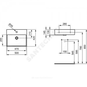 Умывальник подвесной STRADA 50 Ideal Standard K077701 .