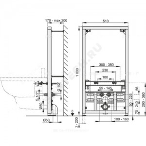 Инсталляция для биде Alca Plast A105/1000