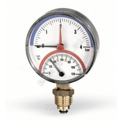 Термоманометр F+R828 радиальный Дк80 6 бар L=23мм G1/2" 120С Watts 10018749