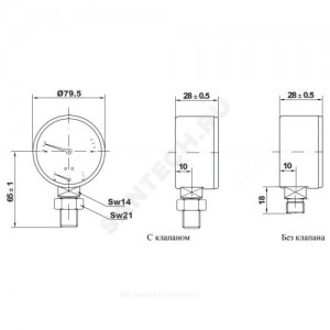 Термоманометр F+R828 радиальный Дк80 0,4Мпа L=23мм G1/2" 120С Watts 10025526