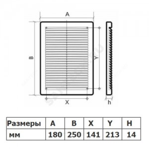 Решётка вентиляционная пластик 180х250 вытяжная АБС Эра 1825РЦ