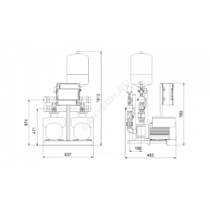 Установка повышения давления Hydro Multi-E 2 CME10-2 Grundfos 98486751