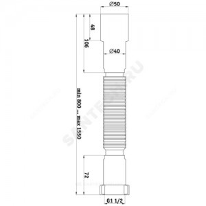 Гофра с гайкой 1 1/2"x40 L=320-730мм АНИ Пласт K104