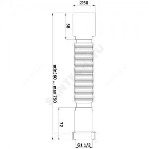 Гофра с гайкой 1 1/2"x50 L=320-730мм АНИ Пласт K105