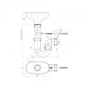 Сифон трубный с разрывом струи 1 1/2''x40 выпуск с овальной приемной воронкой D=170х90мм АНИ Пласт DR0100
