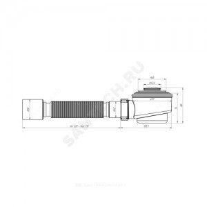 Сифон для поддона 1 1/2"x50 h=74мм с гофрой 40х50 слив клапан "клик-клак", пробка D=42,6мм АНИ Пласт E415CL