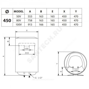 Водонагреватель электрический накопительный 100 л 2,5 кВт PRO1 ECO INOX ABS PW 100 V Ariston 3700549