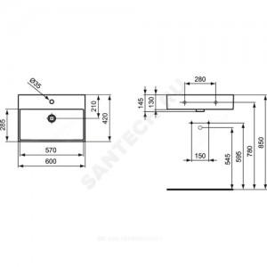 Умывальник подвесной STRADA 60 Ideal Standard K077801 .