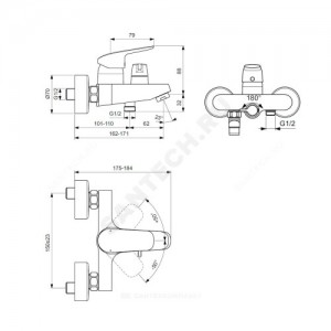 Смеситель для ванны с душем CERAFLEX одноручный Ideal Standard B1740AA