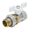 Кран шаровой латунь никель 1107 Standard Ду 20 Ру30 ВР/"американка" полнопроходной бабочка Aquasfera 1107-02