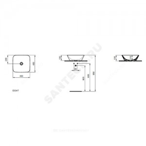 Умывальник мебельный CONNECT AIR 40 без отверстия п/смес Ideal Standard E034701