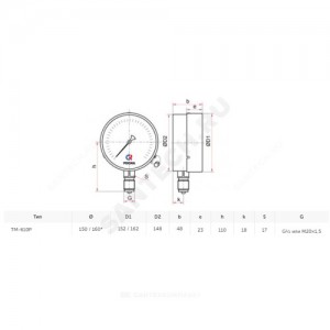Манометр ТМ-610Р.05 радиальный Дк150мм 0-1,6 МПа G1/2" Росма 00000007730