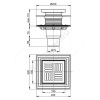 Трап регулируемый с гидрозатвором+механический сухой затвор Дн 50/75 нержавеющая сталь 150х150мм вертикальный выпуск Alca Plast APV4444