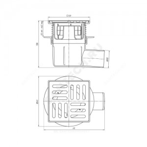 Трап регулируемый с "сухим" затвором Дн 50 с нержавеющей решёткой 120х120мм горизонтальный выпуск АНИ Пласт TQ5614