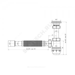 Сифон для умывальника бутылочный АНИ Юнг 1 1/4"x32 с гофрой 32х32/40 выпуск с нержавеющей решёткой D=65мм АНИ Пласт BM1015