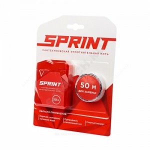 Нить уплотнительная бокс+катушка 2х50м (в блистере) среда: вода, газ SPRINT 04061