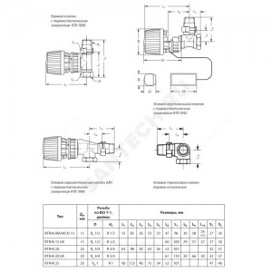 Клапан термостатический RTR-N для двухтр Ду 15 Ру10 угловой трёхосевой ВР клипс RTR (RA) лев Danfoss 013G7022