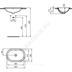 Умывальник мебельный CONNECT 55 без отверстия п/смес Ideal Standard E504701