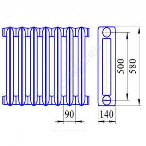 Радиатор чугунный МС-140М2-500 1 секция Qну=1022 Вт НАО "Нижнетагильский котельно-радиаторный завод"