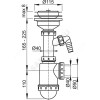 Сифон для кухонной мойки бутылочный 3 1/2"x50/40 с отводом (штуцером) выпуск с нержавеющей решёткой D=115мм Alca Plast A446P-DN50/40