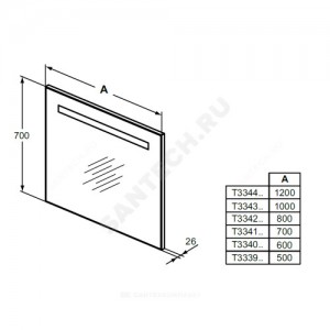 Зеркало Class II MIRROR&LIGHT с подсветкой Ideal Standard T3342BH