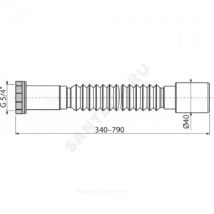 Гофра с гайкой металл 5/4"х40 L=340–790 Alca Plast A740