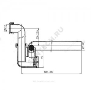 Сифон для кондиционеров трубный DN32xDN40 с обратным клапаном HL HL136N