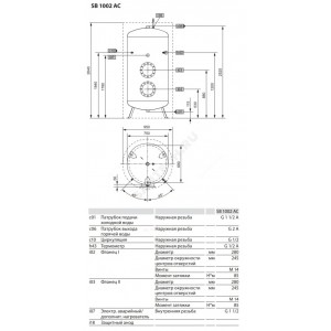 Бойлер комбинированного нагрева 1000 л SB 1002 AC Stiebel Eltron 71282