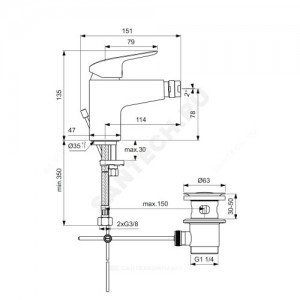 Смеситель для биде CERAFLEX одноручный Ideal Standard B1718AA