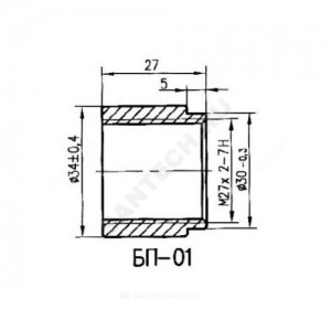 Бобышка сталь оц БП-01 для термометра вварная М27х2 L=27мм ВР Багория