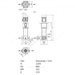 Насос многоступенчатый вертикальный HELIX V 420-1/25/E/KS/400-50 PN25 3х400В/50 Гц Wilo 4160543