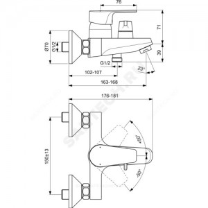 Смеситель для ванны с душем CERAFINE D одноручный Ideal Standard BC494AA.