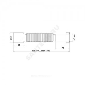 Гофра с гайкой 1 1/4"x50 L=495-1325мм АНИ Пласт K215