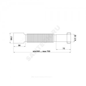 Гофра с гайкой 1 1/4"x50 L=320-730мм АНИ Пласт K205